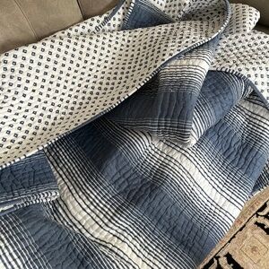 Garnet Hill king size cotton quilt and 2 matching euro shams.